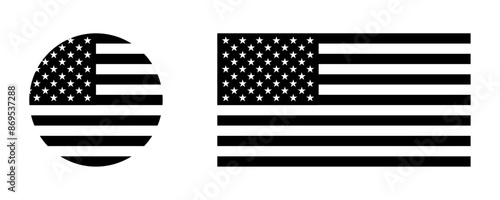 Flag of the United States black and white