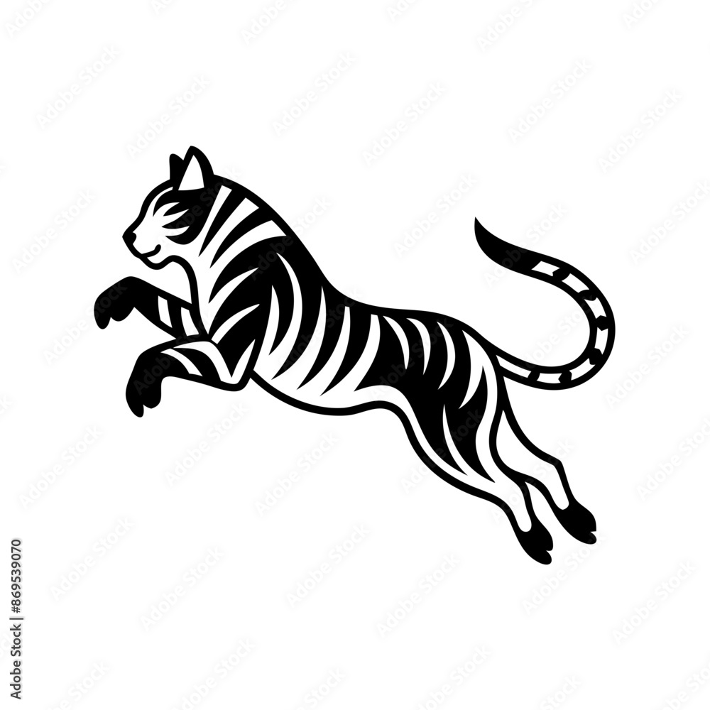Tiger jumping Logo. Silhouette of tiger jumping vector illustration Tiger jumping Logo. Silhouette of tiger jumping vector illustration