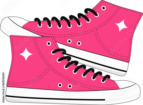Pair of Pink Casual Sneakers Illustration