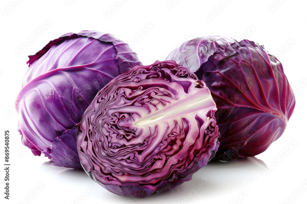 Cabbage Purple. Fresh Purple Cabbage Vegetable Isolated on White Background Cabbage Purple. Fresh Purple Cabbage Vegetable Isolated on White Background