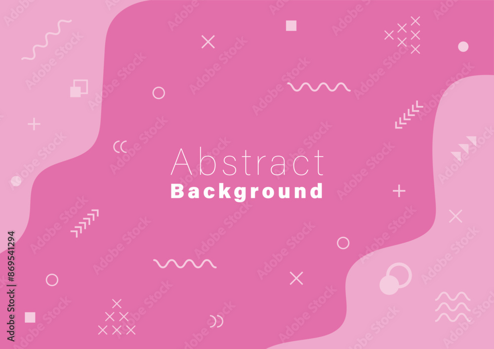 Abstract background fluid geometric shape and memphis style elements pink monochrome color Abstract background fluid geometric shape and memphis style elements pink monochrome color
