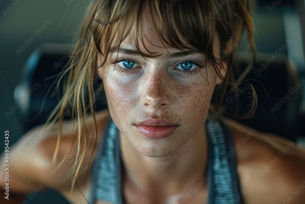 Documentary Photography of a fit woman exercising in the gym, close-up Documentary Photography of a fit woman exercising in the gym, close-up