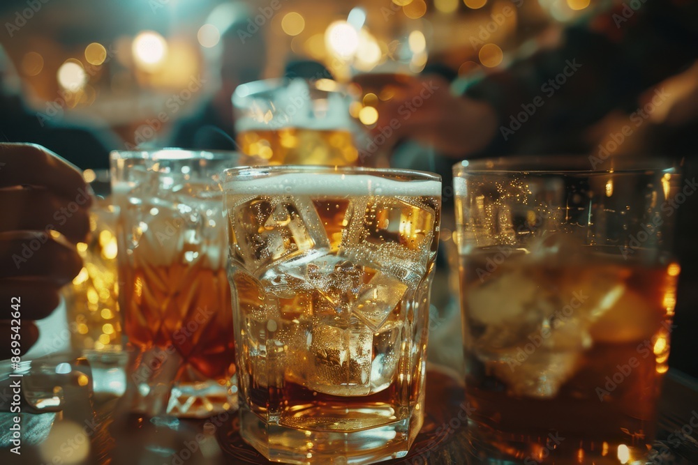 Documentary Photography of a group of working adults having fun drinking together after work, close-up Documentary Photography of a group of working adults having fun drinking together after work, close-up