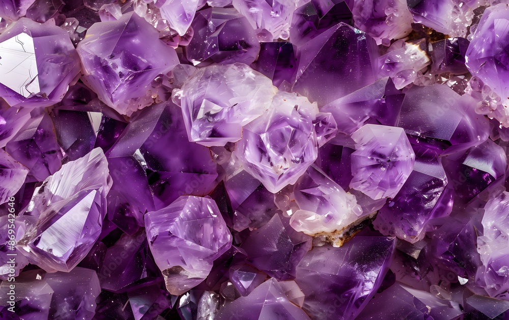 Pile of amethyst crystals background Pile of amethyst crystals background