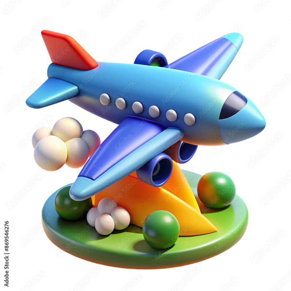 Fototapeta premium Airplane icon, 3D style, isolated on blank background cutout.