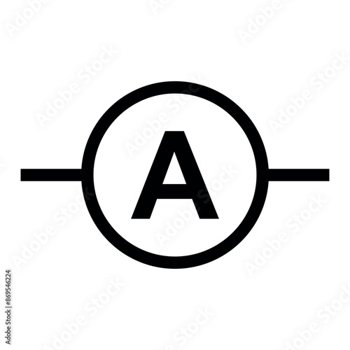 Electronic ampere icon, ammeter sign symbol flat vector illustration isolated on white background.