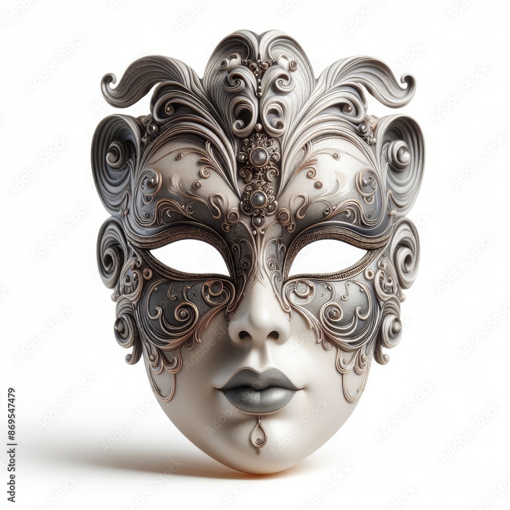 Naklejka premium Intricate Ornate Mask on White Background