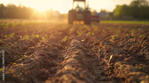 Close-up of plowed land photo