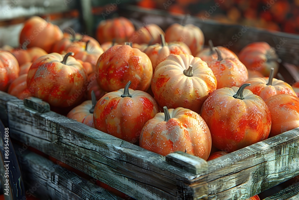 Bountiful Harvest of Crisp Apples and Plump Pumpkins in Rustic Wooden Wagon Bountiful Harvest of Crisp Apples and Plump Pumpkins in Rustic Wooden Wagon