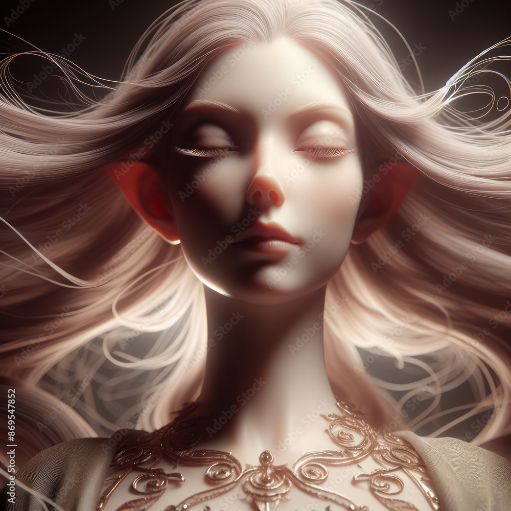 Fototapeta premium Elf Woman with Flowing Hair