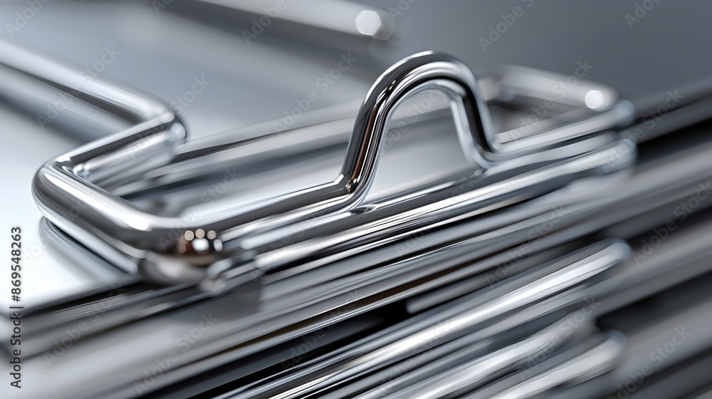 Elegant Silver Paperclip Securely Fastening Papers in Minimalist Office Workspace Elegant Silver Paperclip Securely Fastening Papers in Minimalist Office Workspace