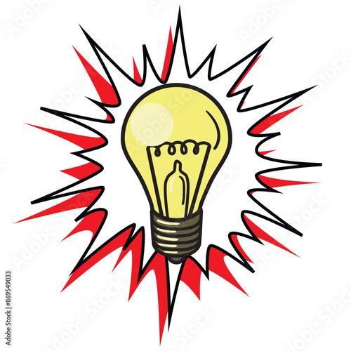 Light bulb lamp pop art style PNG illustration. Comic book style