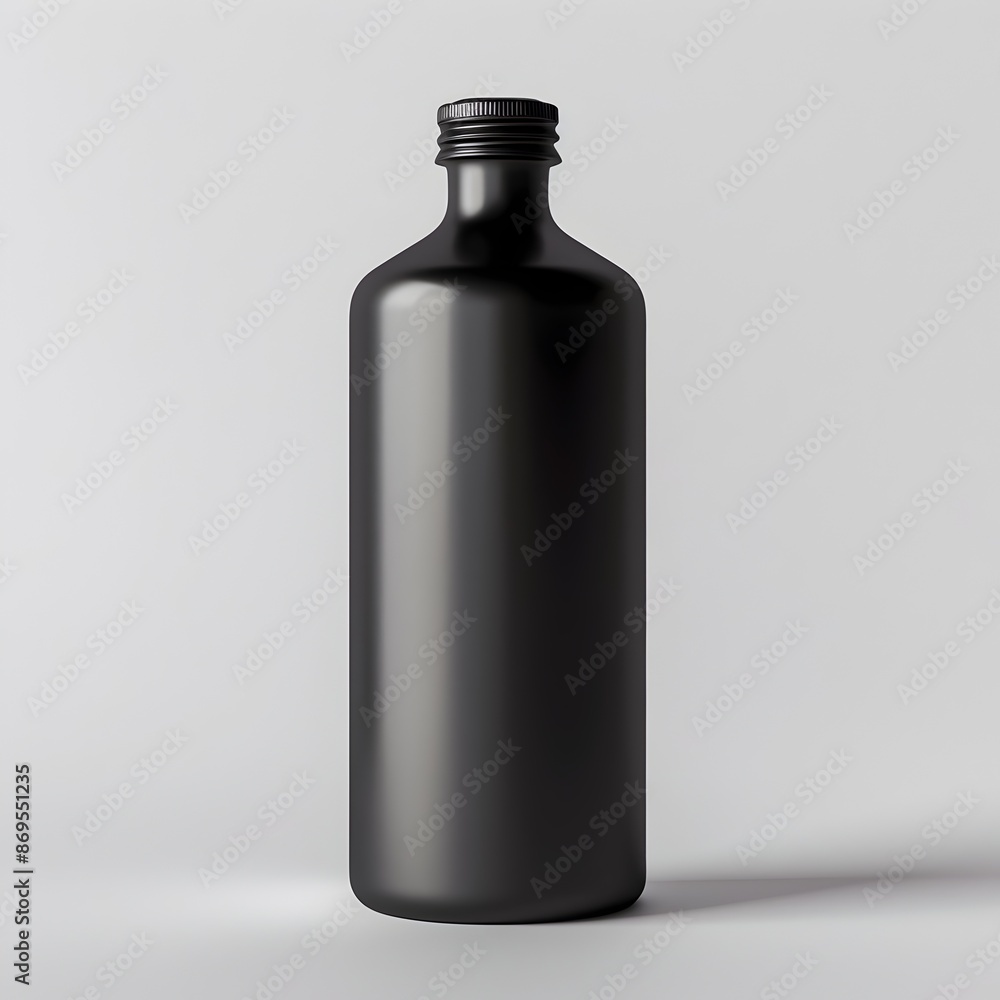 Striking 3D of a Matte Black Aluminum Bottle in a Pure White Studio Setting Striking 3D of a Matte Black Aluminum Bottle in a Pure White Studio Setting