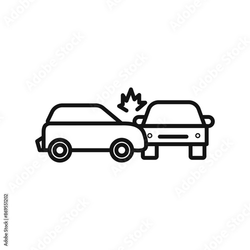 car side crash icon Black line art vector