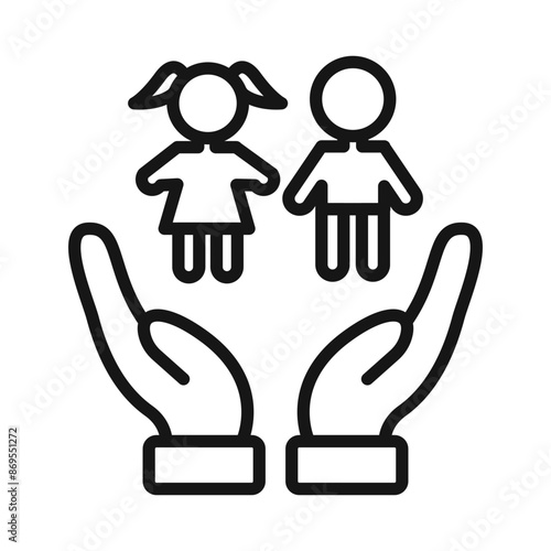 child protect icon Black line art vector