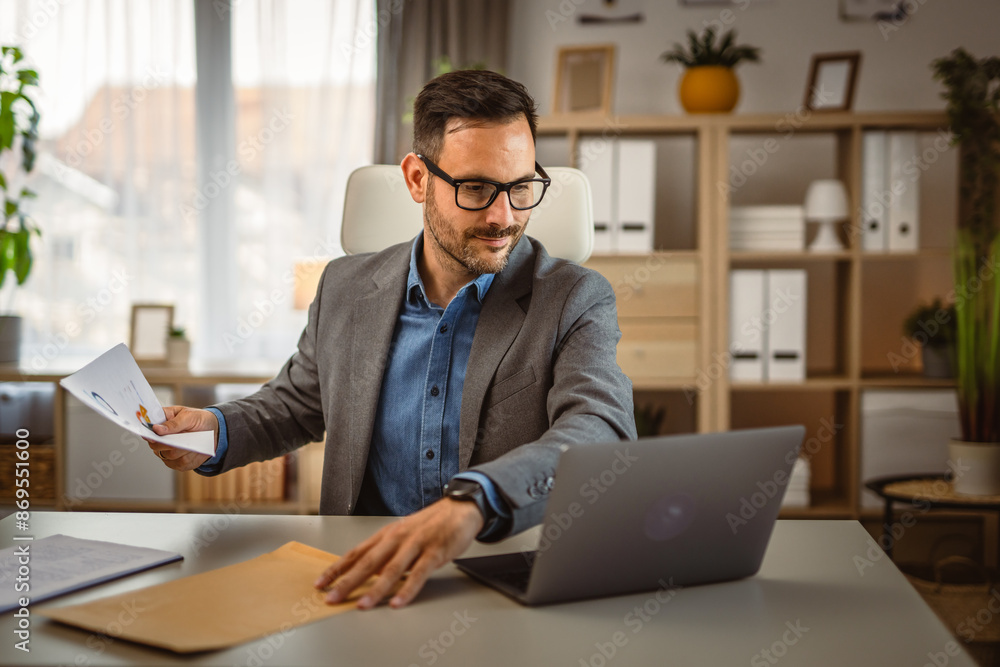 businessman prepare the document for sent in an envelope post businessman prepare the document for sent in an envelope post