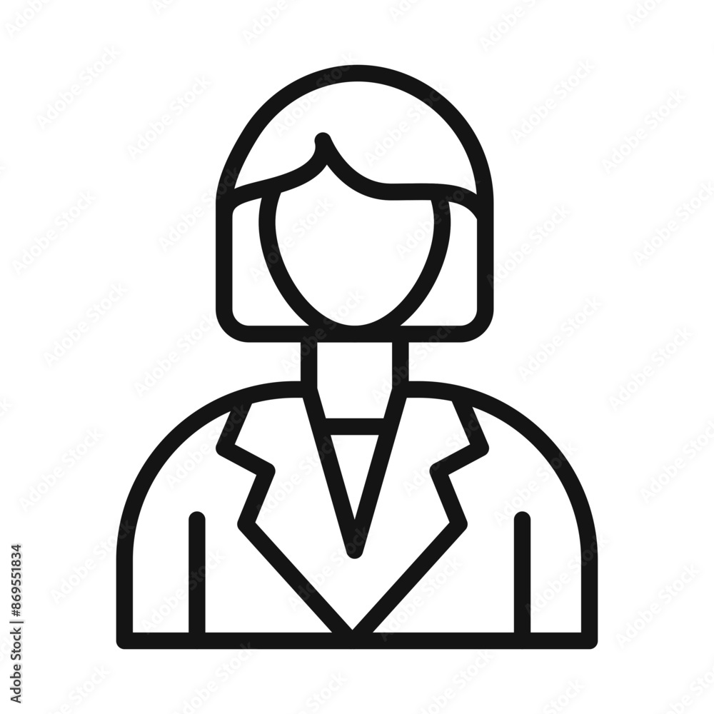 Female Teacher icon Black line art vector Female Teacher icon Black line art vector