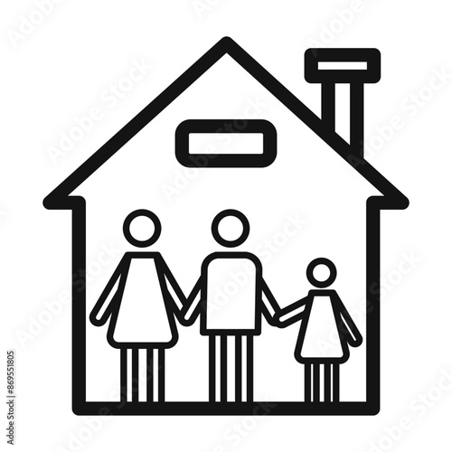 family safe at home icon Black line art vector