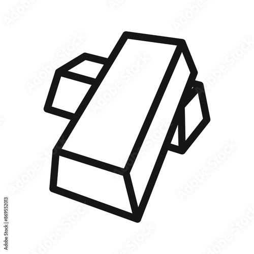 gold bars icon Black line art vector