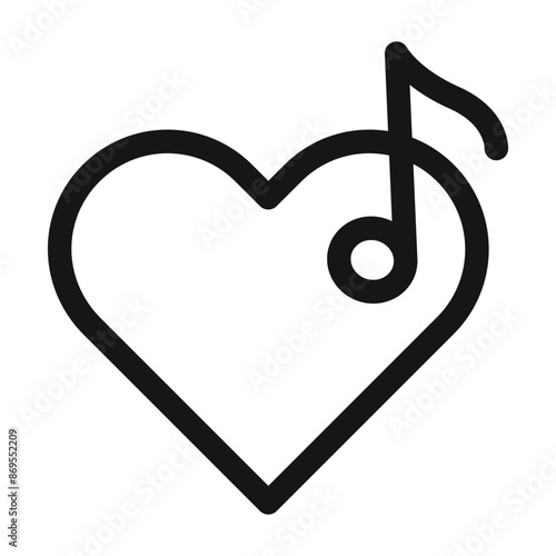 Heard heart note icon Black line art vector