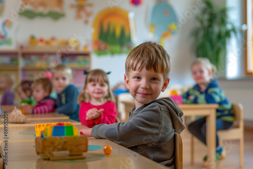 Photography of children portrait from Austria in a preschool or kindergarten class.