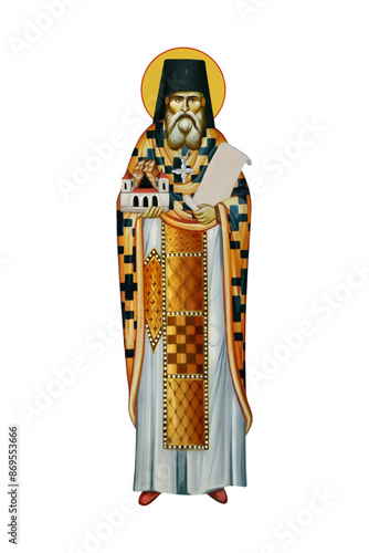 Saint Simeon Popovic (Dajbabe) in Byzantine style isolated