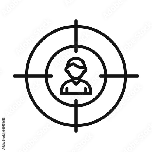 man with target icon Black line art vector
