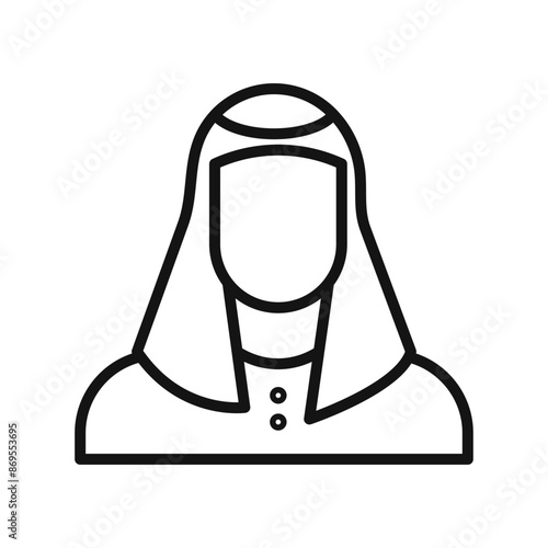 man in wearing a keffiyeh icon Black line art vector