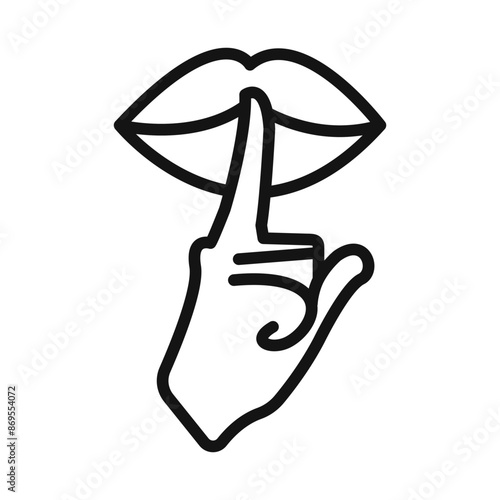 Please do quite pssst icon Black line art vector