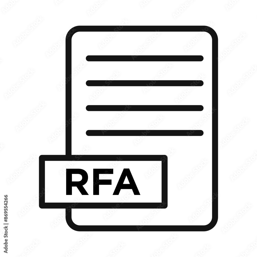 RFA File icon Black line art vector RFA File icon Black line art vector