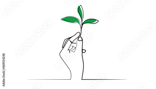 line art image of reforesting the earth. line vector invitation for replanting tree seedlings.