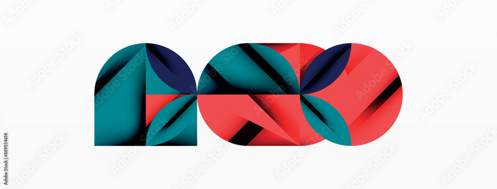 Circle, square and flower petal geometric background. Round shapes composition for wallpaper, banner, background or landing Circle, square and flower petal geometric background. Round shapes composition for wallpaper, banner, background or landing