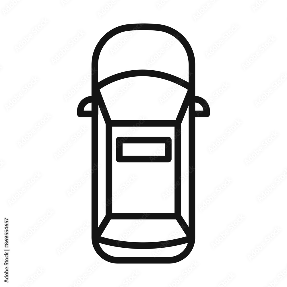 Top view car icon Black line art vector Top view car icon Black line art vector