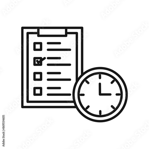 testing time icon Black line art vector