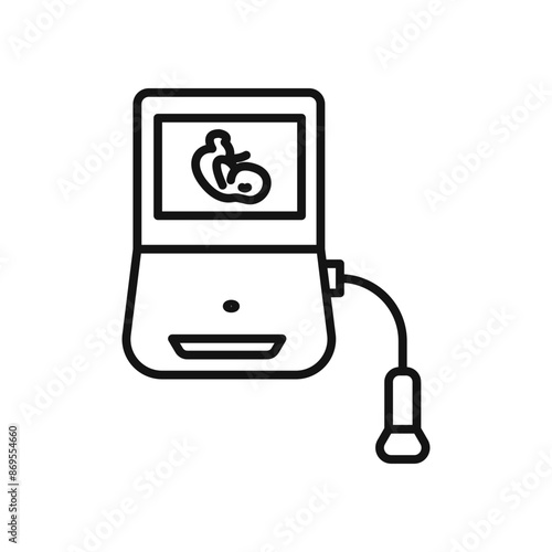 Ultrasonography icon Black line art vector