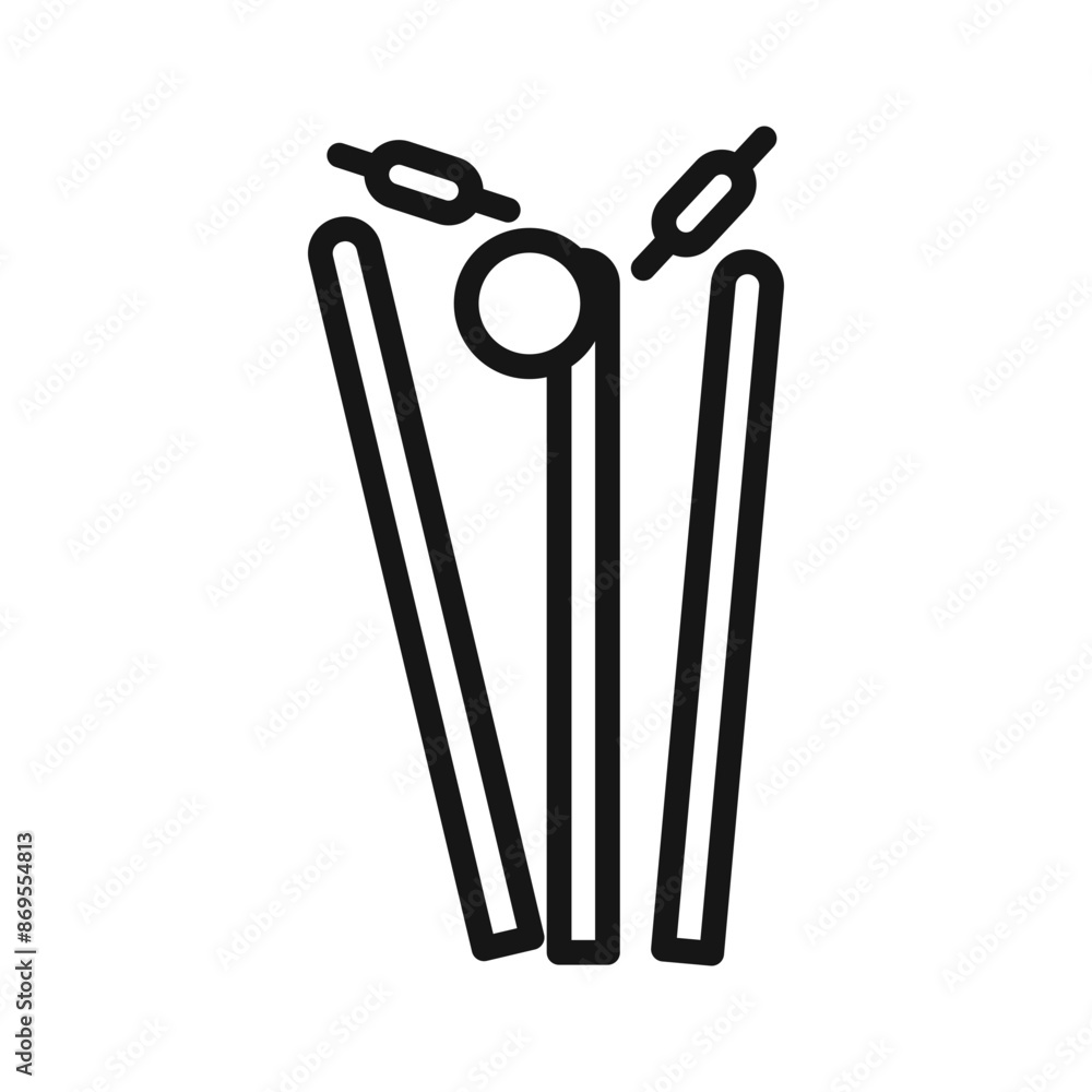 Wicket Stump icon Black line art vector Wicket Stump icon Black line art vector