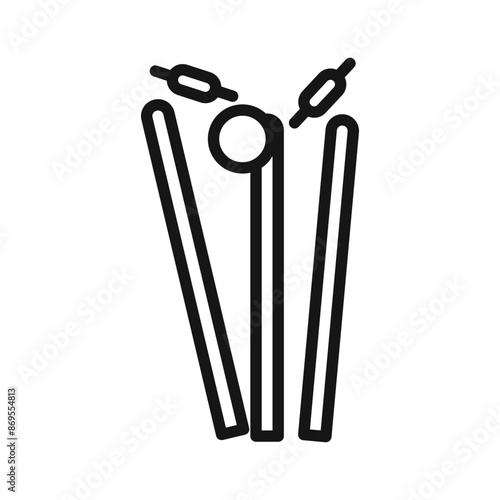 Wicket Stump icon Black line art vector