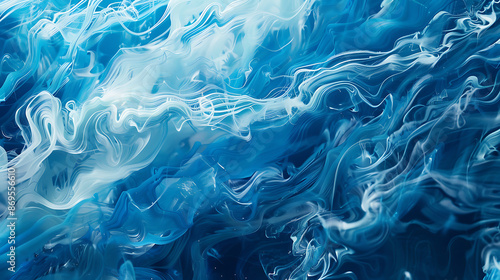 Abstract Blue and White Fluid Swirls