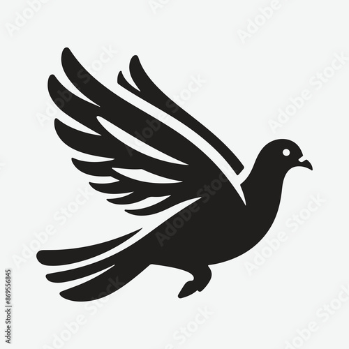 Wallpaper Mural Graceful Pigeon in Flight, Majestic Running Silhouette Torontodigital.ca