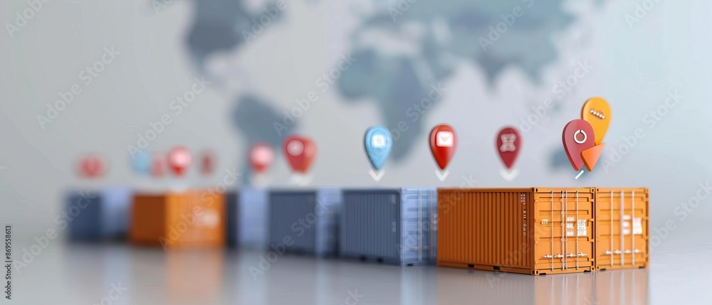 Global logistics concept with colorful shipping containers and digital ...