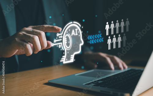 Wallpaper Mural Business person think before make decision to lay off employee and using AI technology to replace workforce for more productivity and cost saving. AI Digital transformation that impact to human Torontodigital.ca