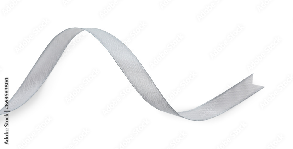 One beautiful gray ribbon isolated on white One beautiful gray ribbon isolated on white