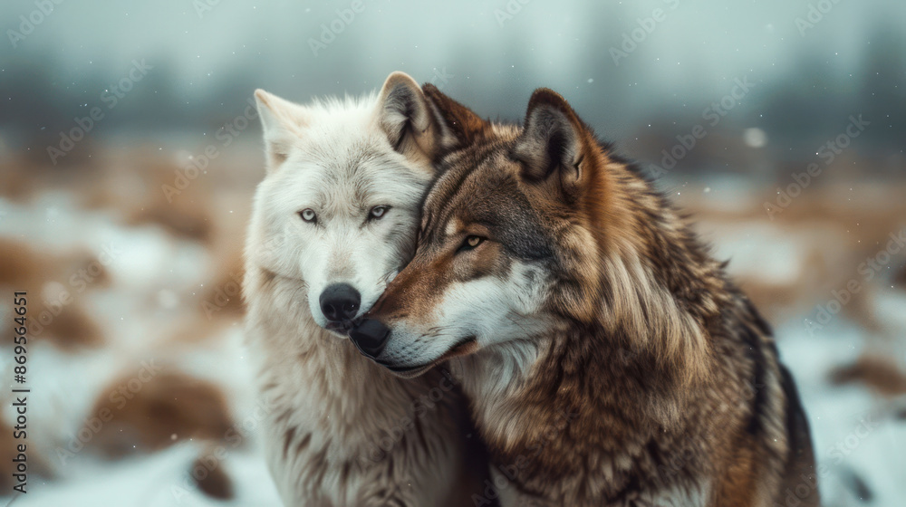 Wild Wolf and Domestic Dog in the Snow A Stunning Visual of Ancient Kinship, A Touching Moment of Connection Between Two Related Species Wild Wolf and Domestic Dog in the Snow A Stunning Visual of Ancient Kinship, A Touching Moment of Connection Between Two Related Species
