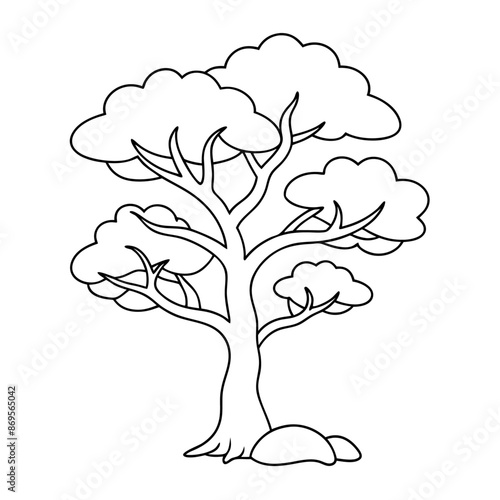 Hand drawn trees coloring pages for kids. Concept vector outline illustration (12)