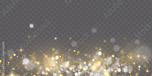 Light effect with lots of glittery glare particles shining on a transparent background. photo