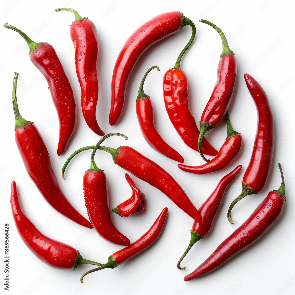 Collection of red chili peppers, isolated on a white background. Collection of red chili peppers, isolated on a white background.