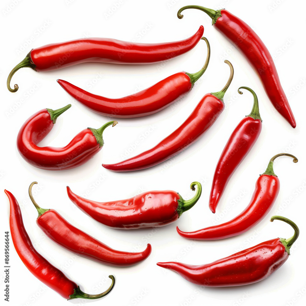 Collection of red chili peppers, isolated on a white background. Collection of red chili peppers, isolated on a white background.