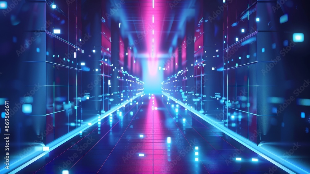 Futuristic Pathway with Light Illumination in Modern Urban Setting, Concept of Advanced Technology and Urban Design Futuristic Pathway with Light Illumination in Modern Urban Setting, Concept of Advanced Technology and Urban Design