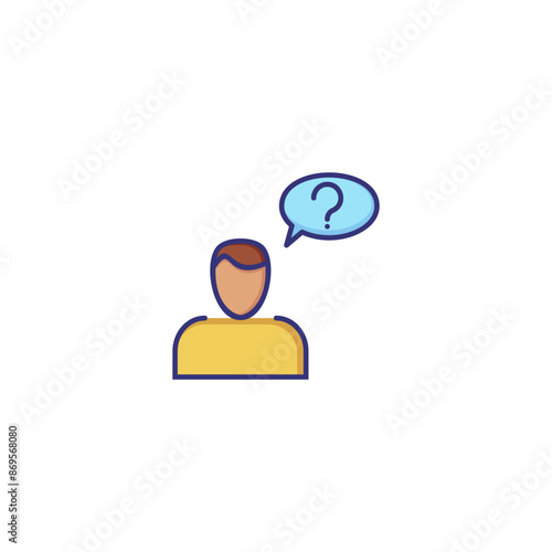 Dilemma line icon. Man, client, speech bubble, question mark. Asking concept. Can be used for topics like customer support, help service, doubts