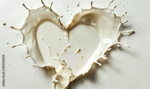 Dynamic Milk Splashes Forming a Heart Shape, Cut Out on White © Handz